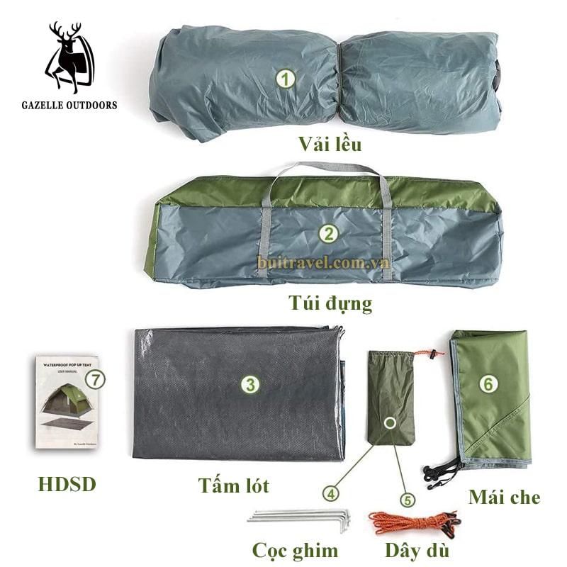 Lều cắm trại tự động Gazelle Outdoors GL1666 - phiên bản lớn